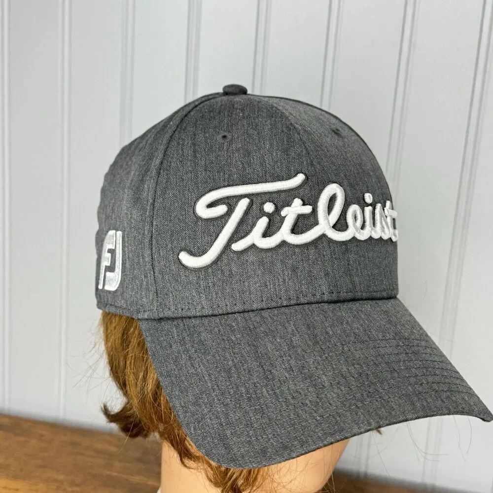 Titleist Golf Tour Performance Legacy FJ ProV1 Adj Cap Hat Gray White Sz S/M EUC